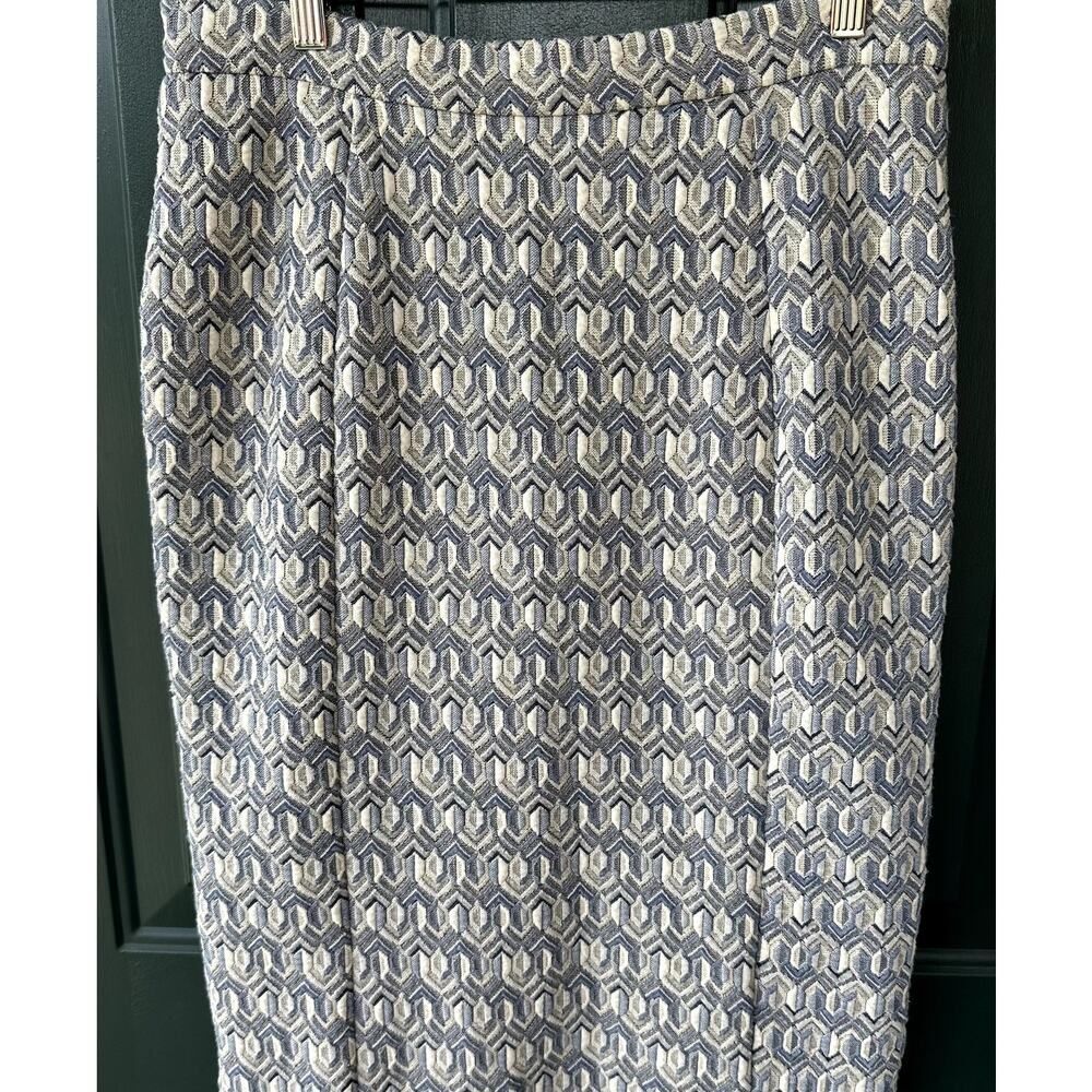 Maeve by Anthropologie Sz M Emmy Skirt Blue Diamond Jacquard Knit Career Preppy